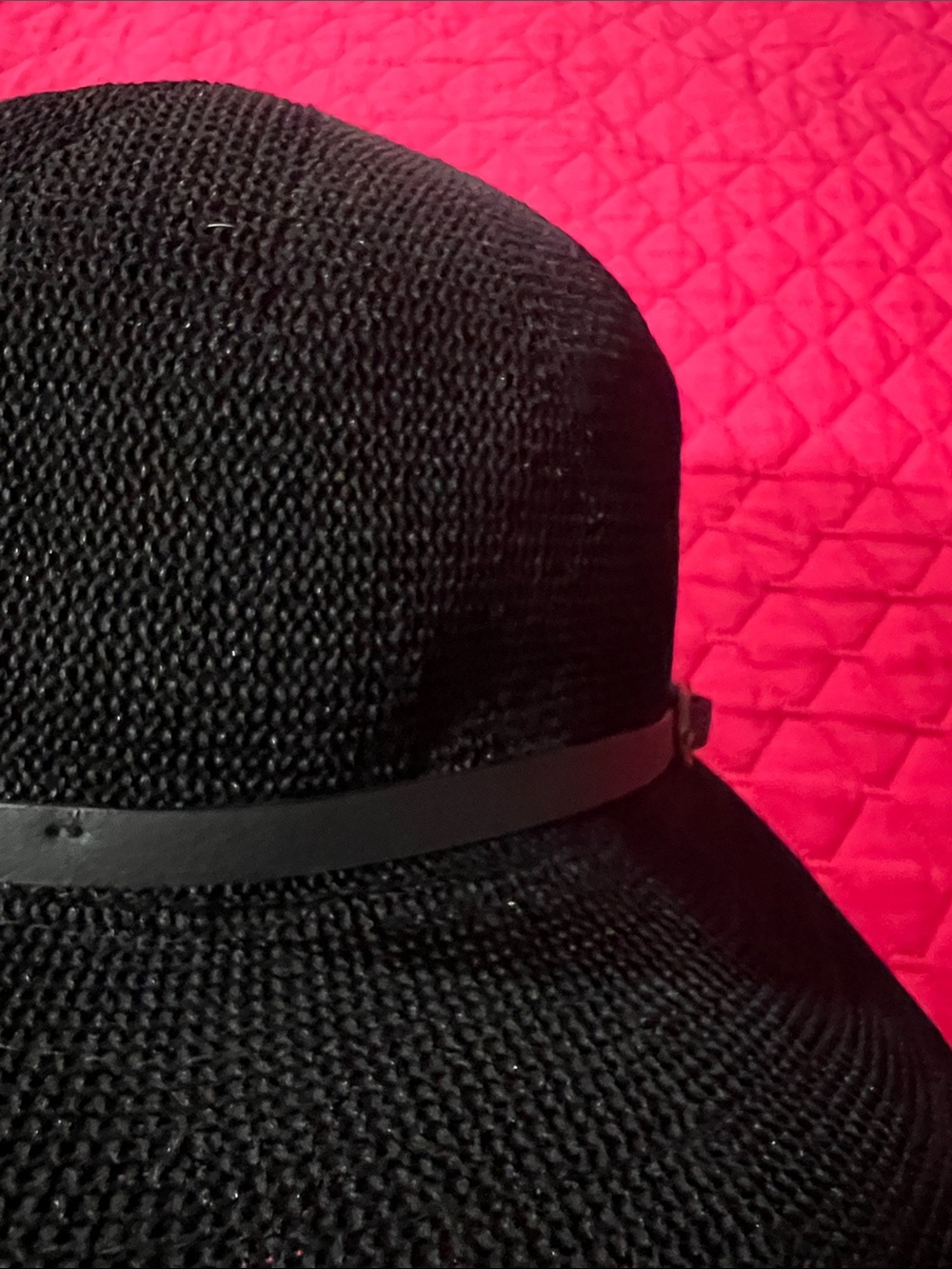 Women's Black Wide-Brim Straw Sun Hat with Slim Band - Picture 7 of 8